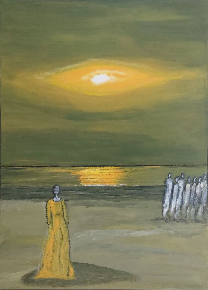 Lady at the sea by Mieke Van Cauter