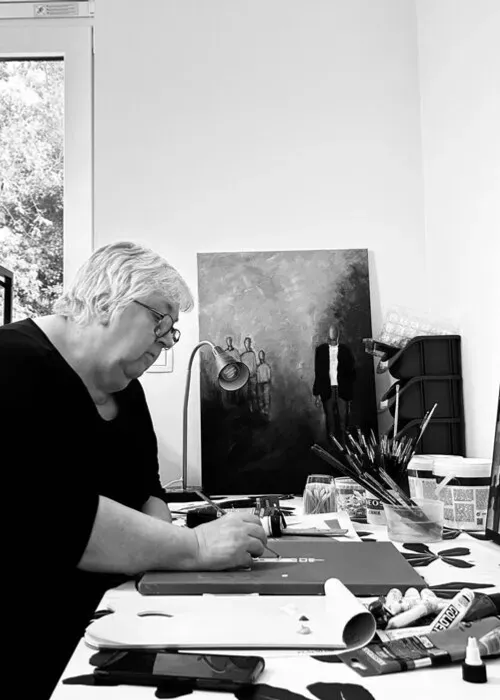 Artist Mieke Van Cauter in her studio.